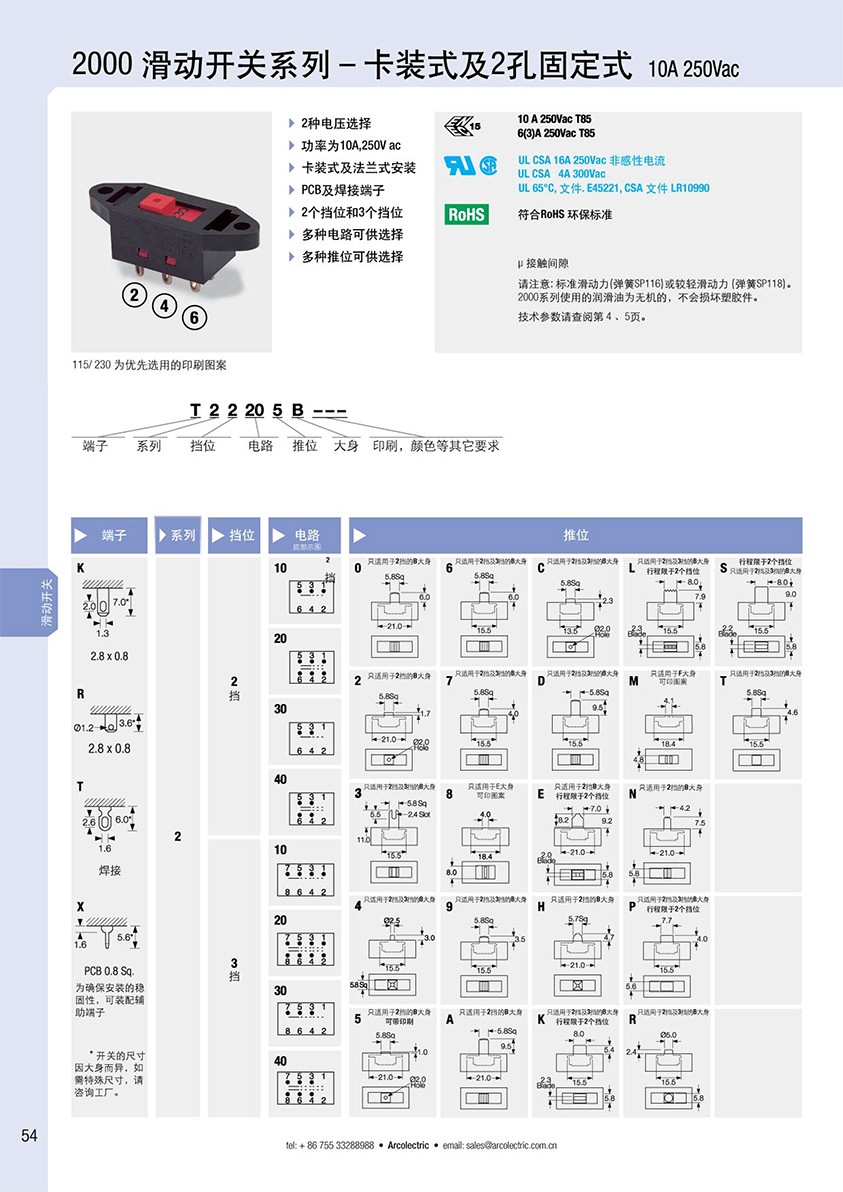 2000系列滑動電壓開關選型