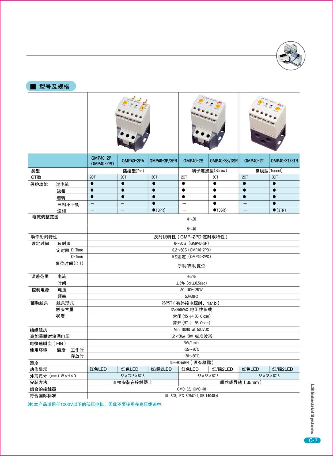 GMP系列馬達(dá)保護(hù)器規(guī)格