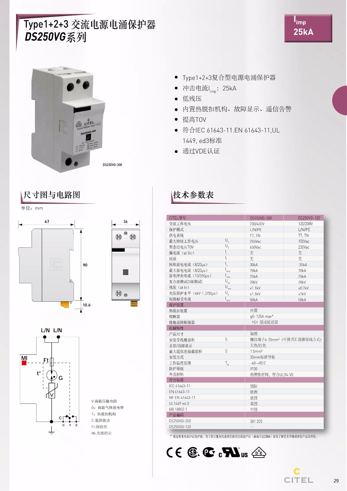 交流防雷器DS215系列電源電涌保護器技術(shù)參數(shù)