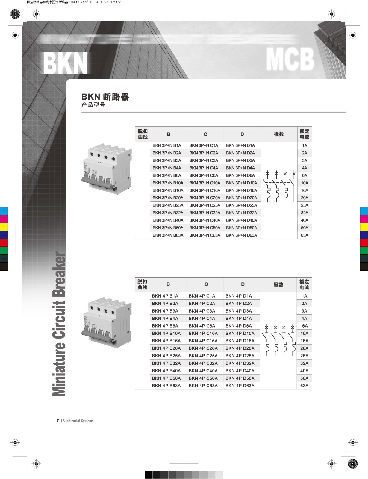 BKN系列微型斷路器接線圖