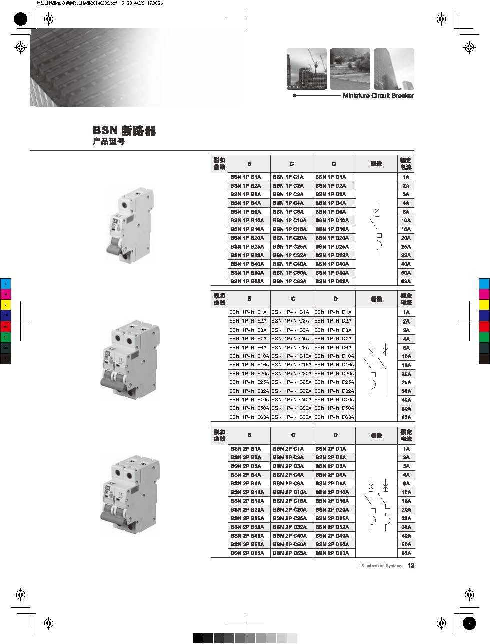 BSN系列微型斷路器產(chǎn)品型號