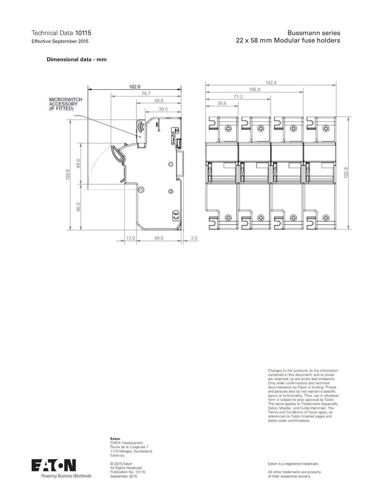 CH221DU系列熔斷器座尺寸